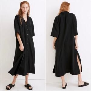 madewell lightest-spun cover-up maxi shirtdress women small nc916 true black